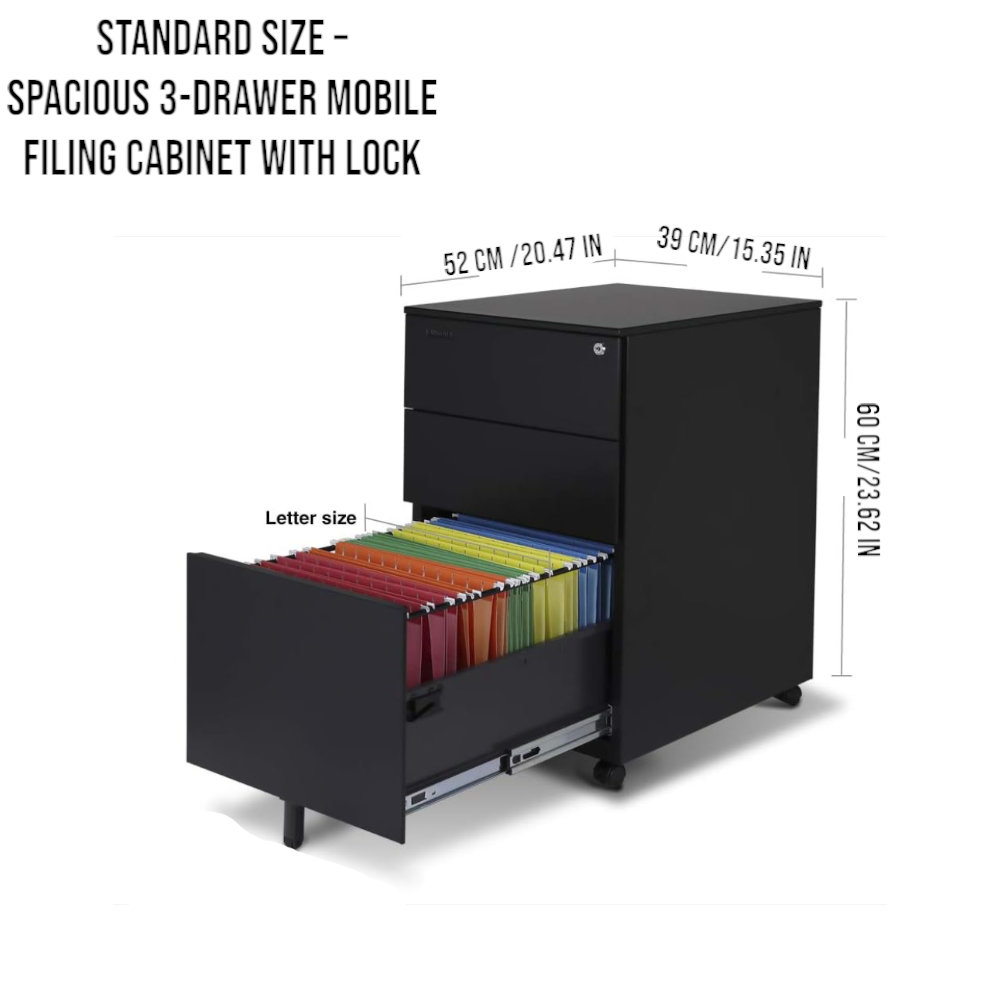 Office Cabinet with Wheels and Lock 39_52_60cm