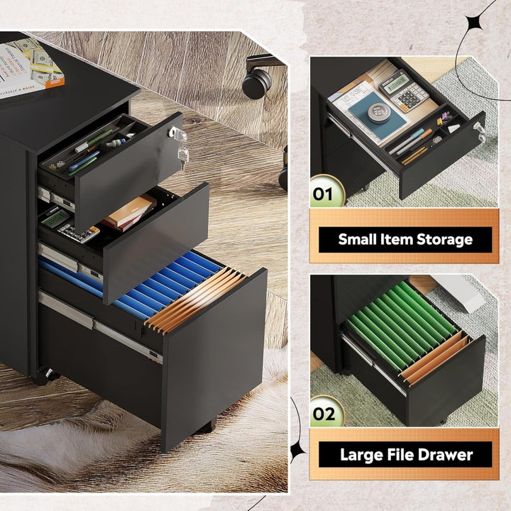 Office Cabinet with Wheels and Lock 30_52_60cm