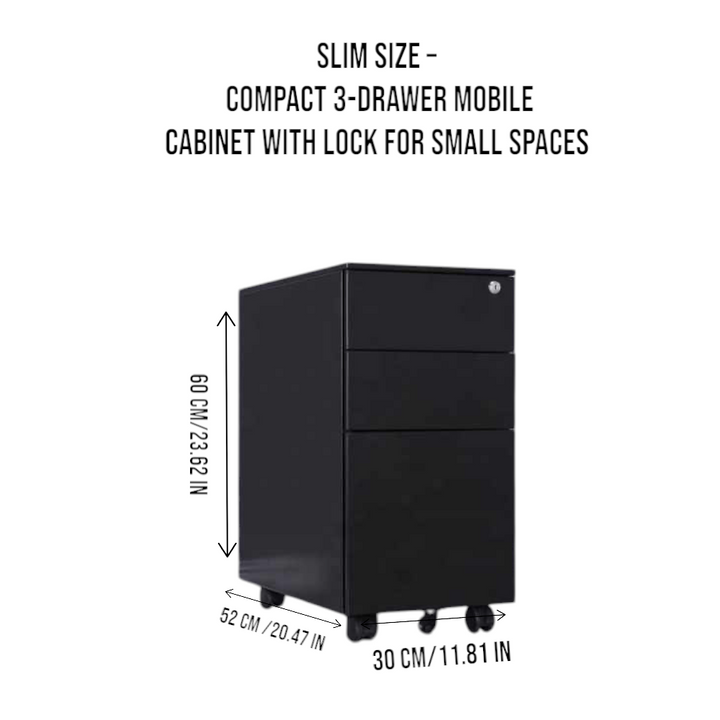 Office Cabinet with Wheels and Lock 30_52_60cm