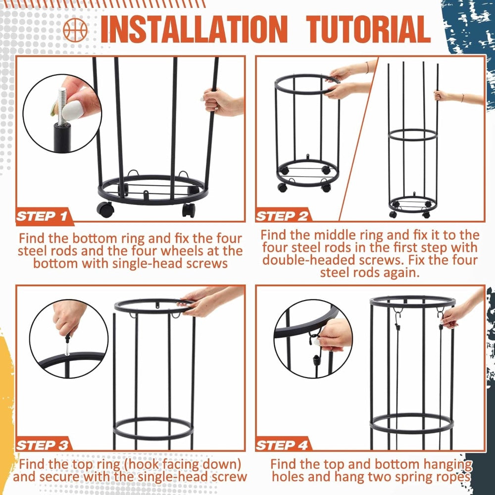 Ball Storage Rack _ Steel Vertical Organizer