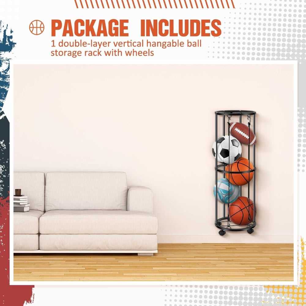 Ball Storage Rack _ Steel Vertical Organizer