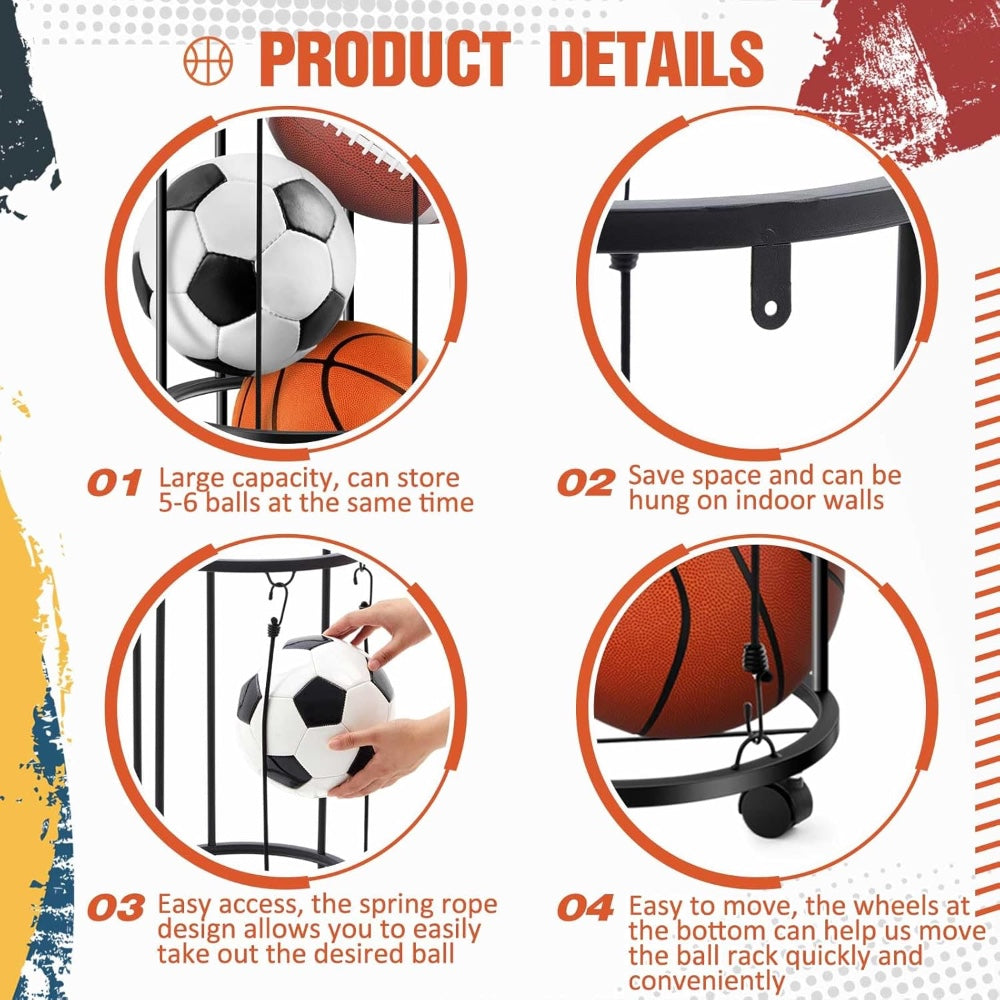 Ball Storage Rack _ Steel Vertical Organizer