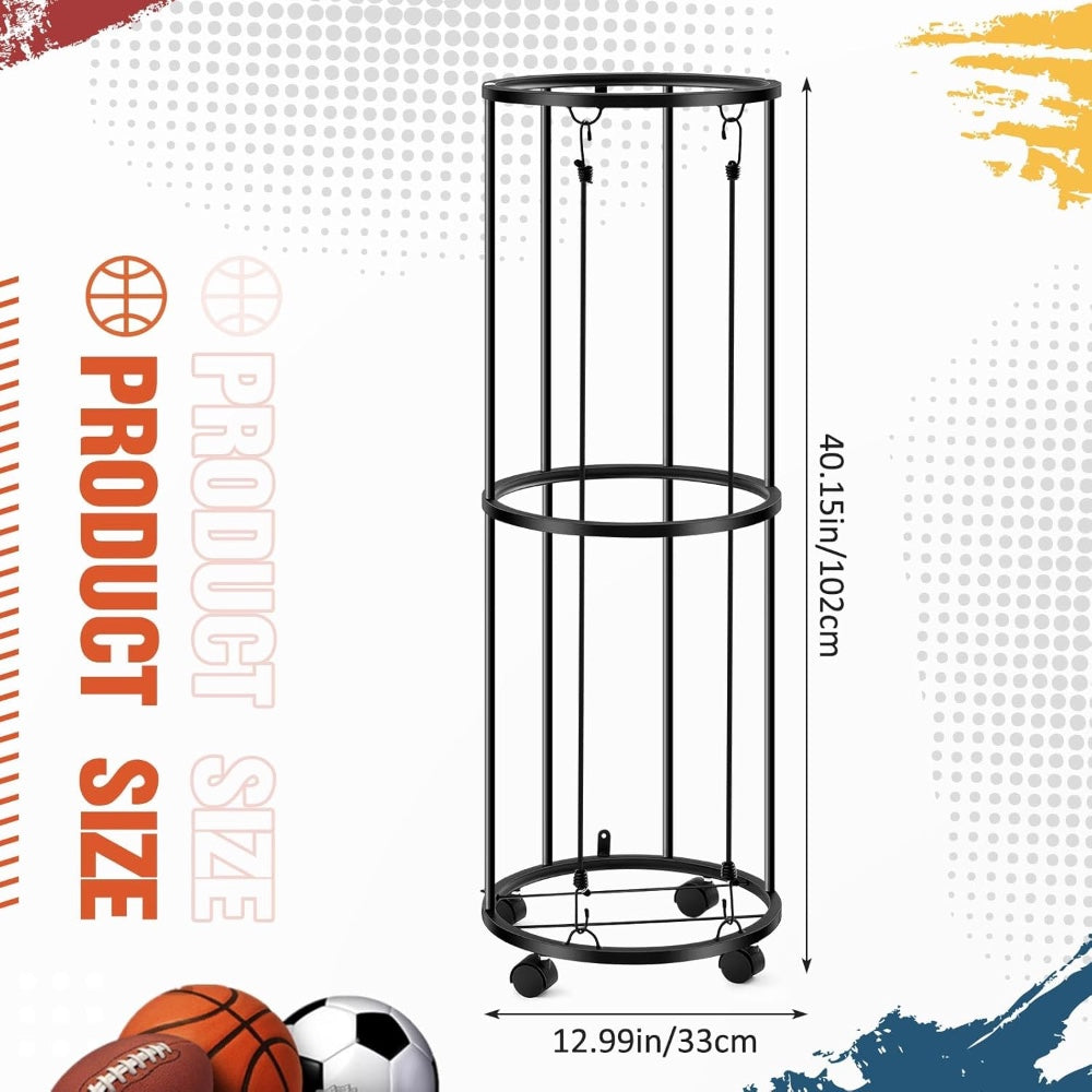 Ball Storage Rack _ Steel Vertical Organizer