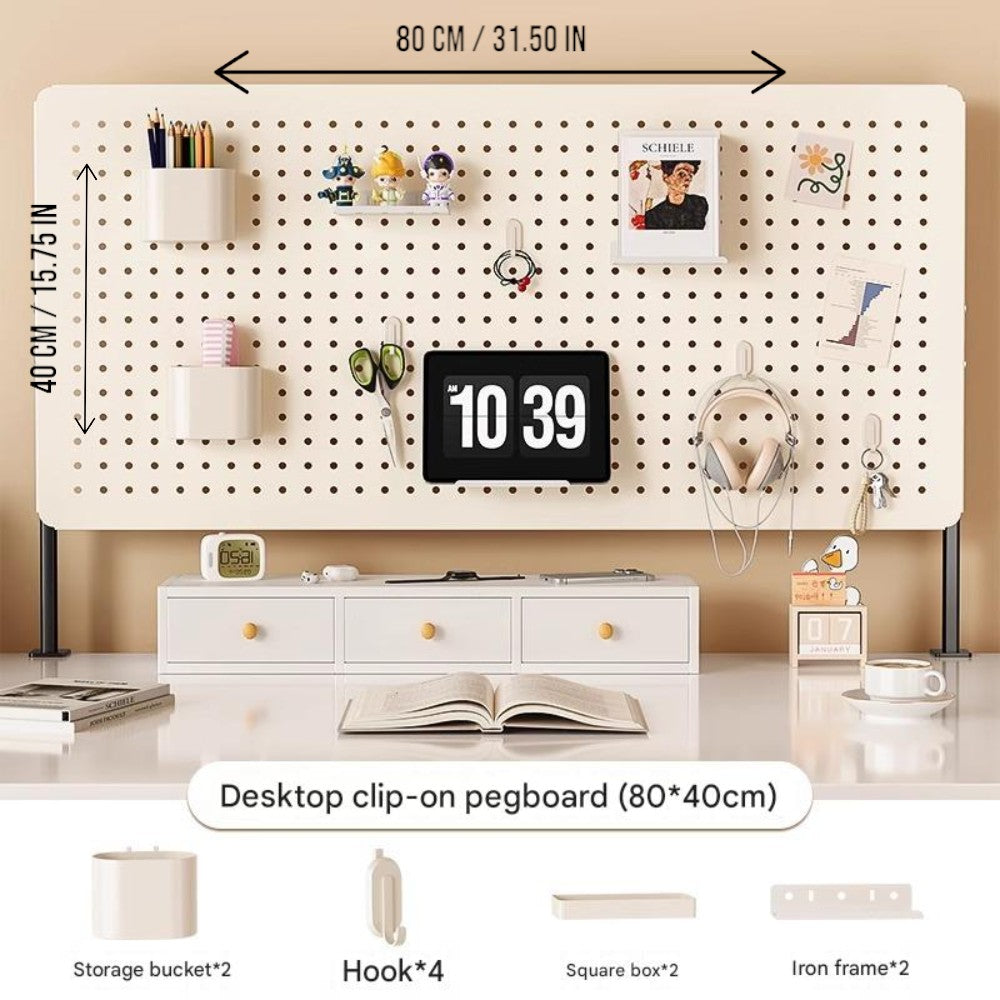 Clamp-on Desk Pegboard Organizer Set - 80×40cm