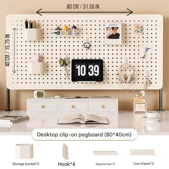 Clamp-on Desk Pegboard Organizer Set - 80×40cm