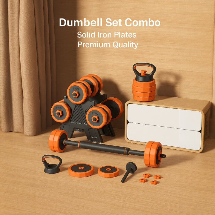 40KG Dumbbell Barbell Set Adjustable Weights with Connecting Rod Kettlebell Handle