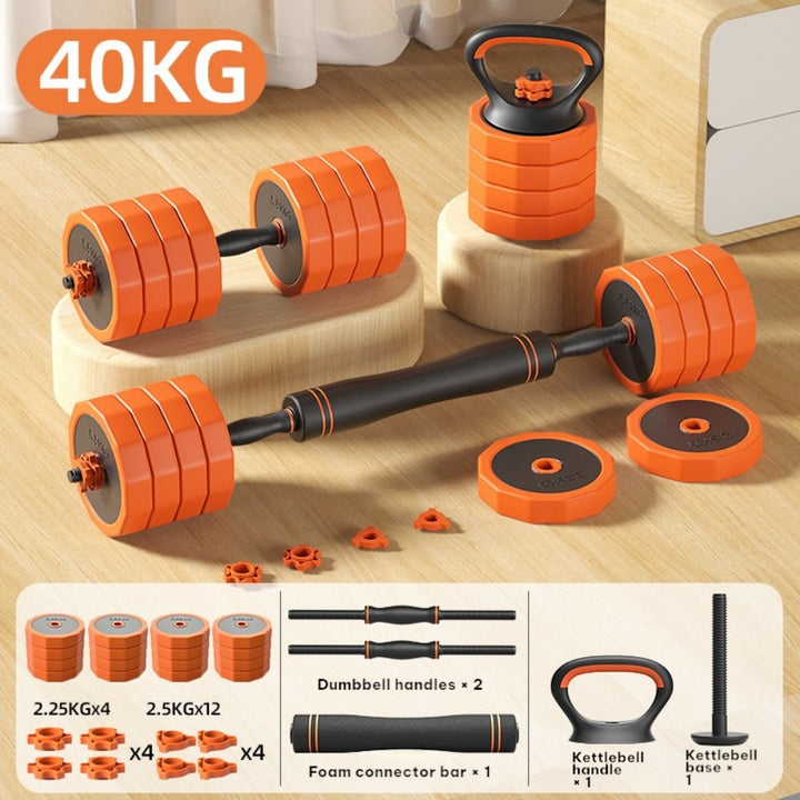 40KG Dumbbell Barbell Set Adjustable Weights with Connecting Rod Kettlebell Handle
