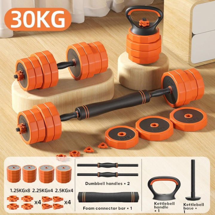 30KG Dumbbell Barbell Set Adjustable Weights with Connecting Rod Kettlebell Handle
