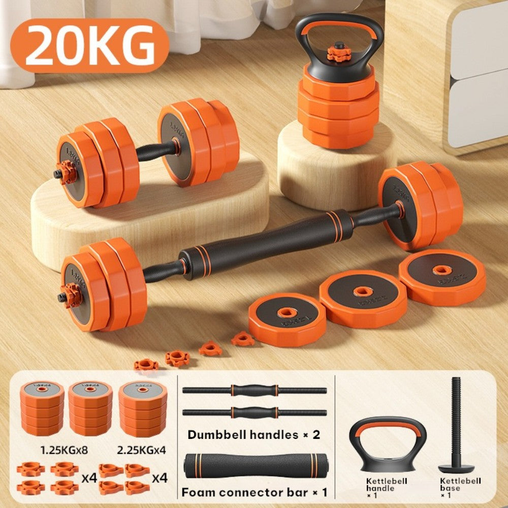 20KG Dumbbell Barbell Set Adjustable Weights with Connecting Rod Kettlebell Handle