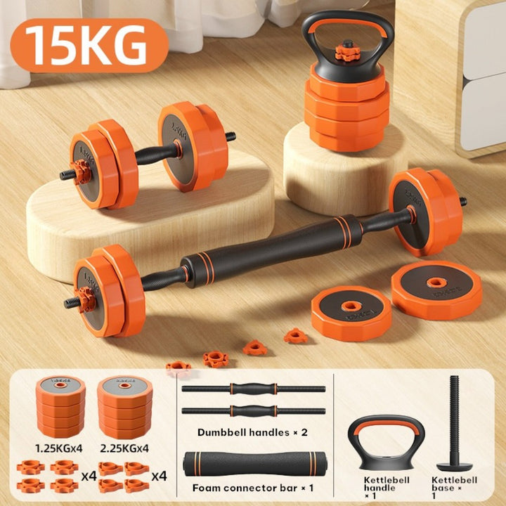 15KG Dumbbell Barbell Set Adjustable Weights with Connecting Rod Kettlebell Handle
