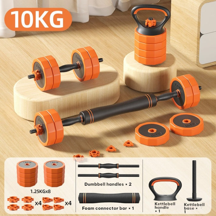 10KG Dumbbell Barbell Set Adjustable Weights with Connecting Rod Kettlebell Handle