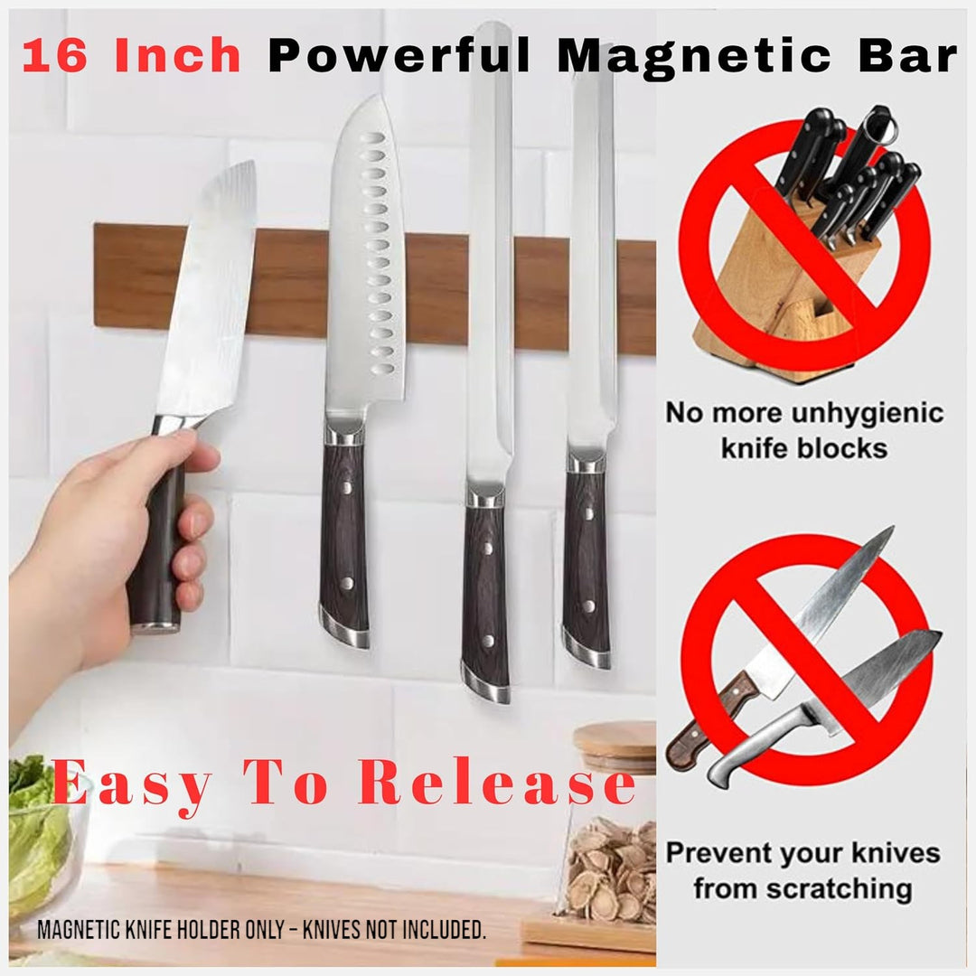 Magnetic Wooden Knife Holder _ 41cm Wood Strip