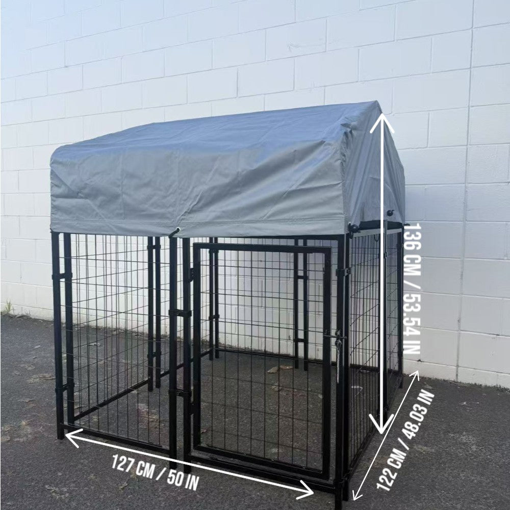 Heavy Duty Outdoor Dog Kennel with Roof Cover – 127×122×136cm