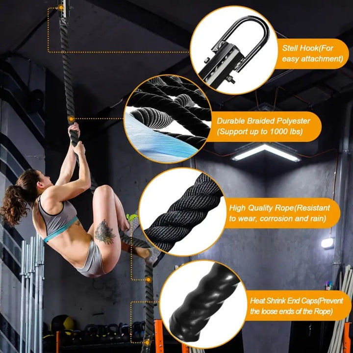 Climbing Rope Strength Training Rope Indoor Outdoor Black 3.7×300cm