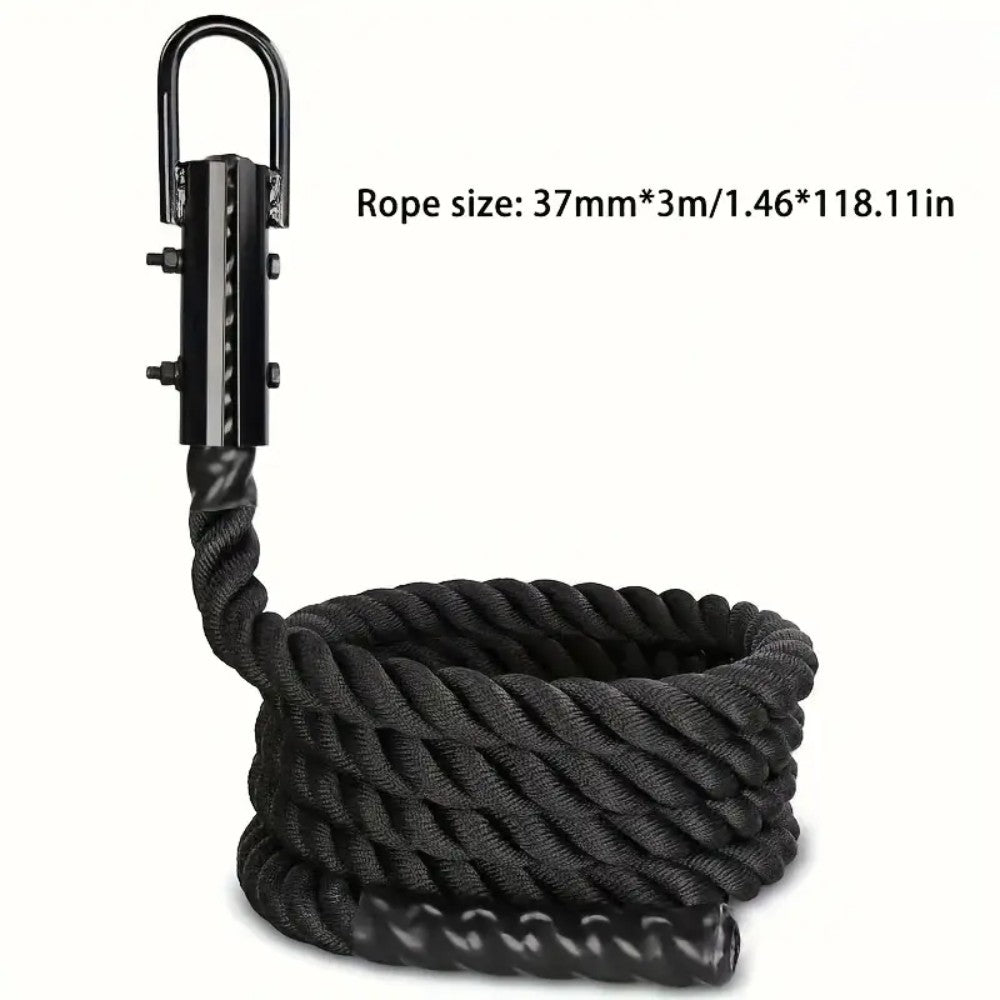 Climbing Rope Strength Training Rope Indoor Outdoor Black 3.7×300cm
