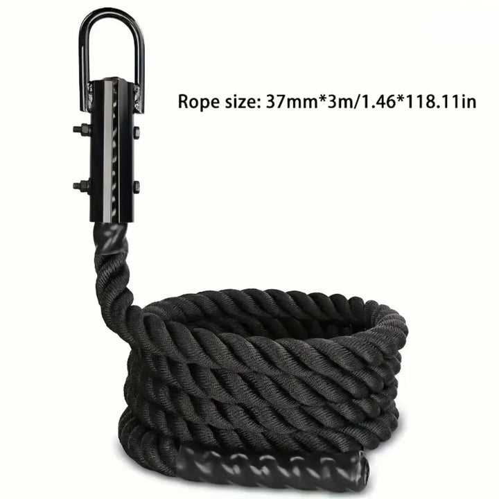 Climbing Rope Strength Training Rope Indoor Outdoor Black 3.7×300cm