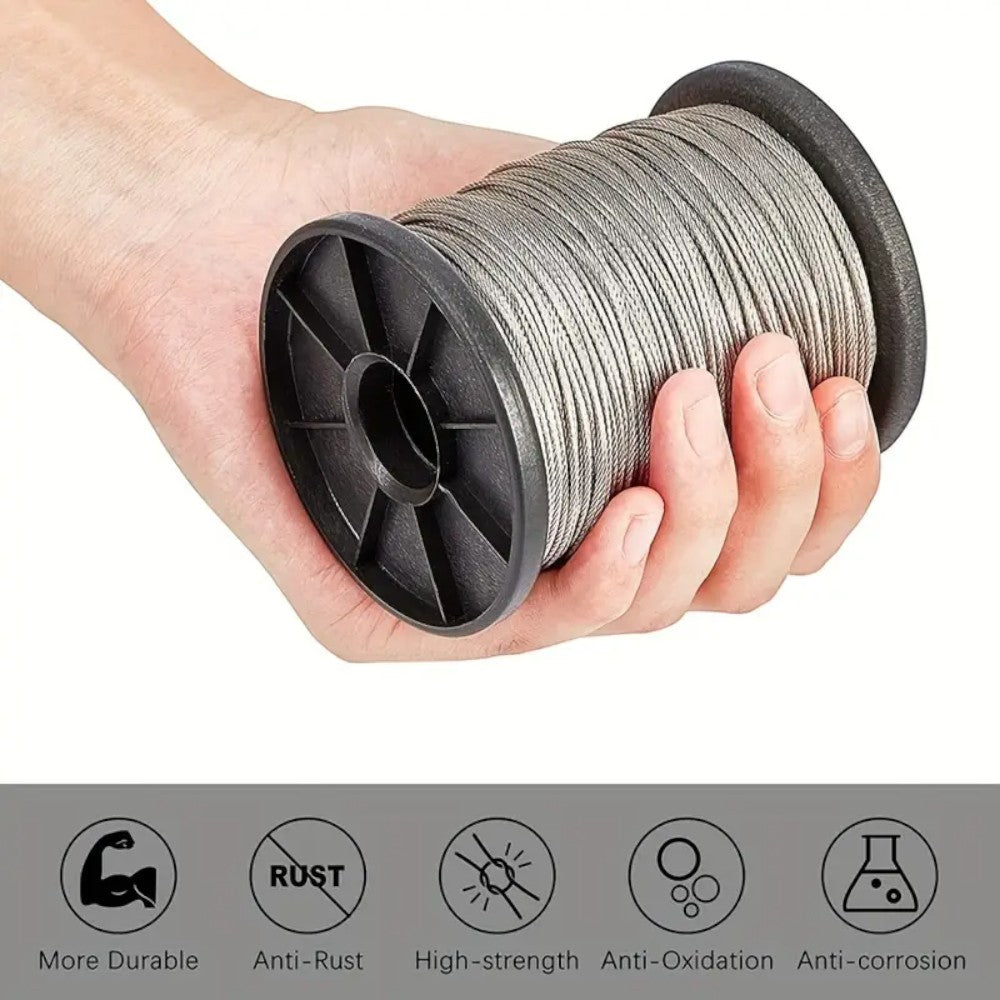50M Stainless Steel Wire Rope Kit with Fittings _ 2mm Cable