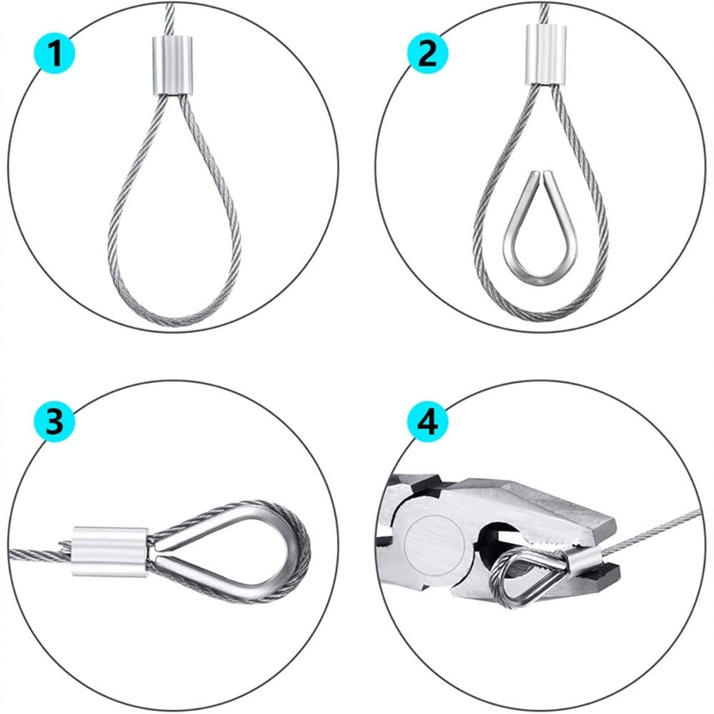 50M Stainless Steel Wire Rope Kit with Fittings _ 2mm Cable