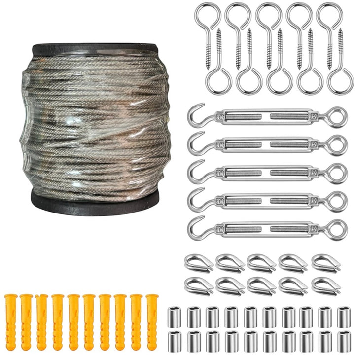 50M Stainless Steel Wire Rope Kit with Fittings _ 2mm Cable