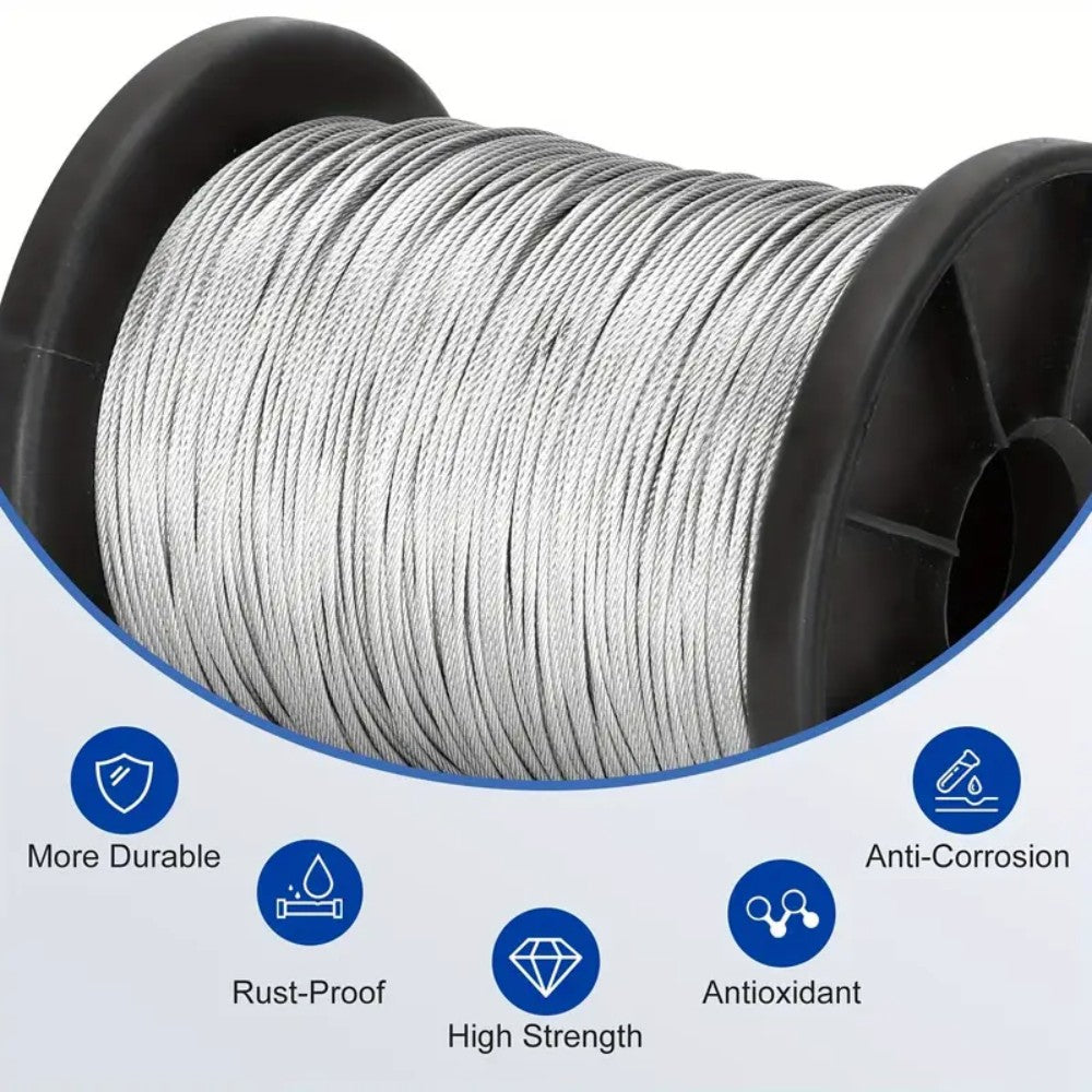 50M Stainless Steel Wire Rope Kit with Fittings _ 2mm Cable