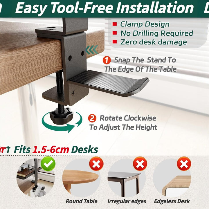 Clamp On Desk Shelf with 3 Adjustable Trays-Black