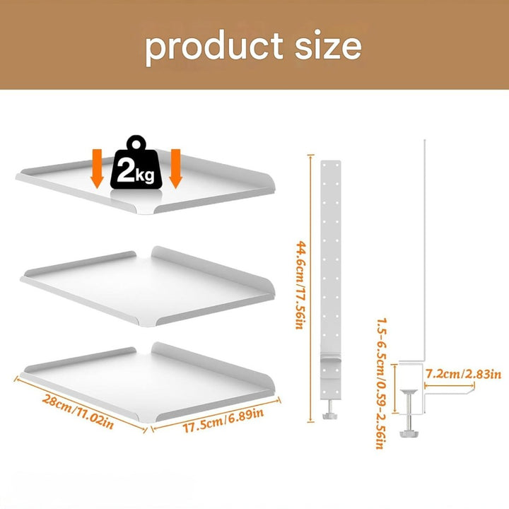 Clamp On Desk Shelf with 3 Adjustable Trays-White