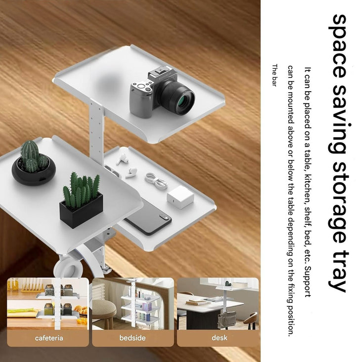 Clamp On Desk Shelf with 3 Adjustable Trays-White