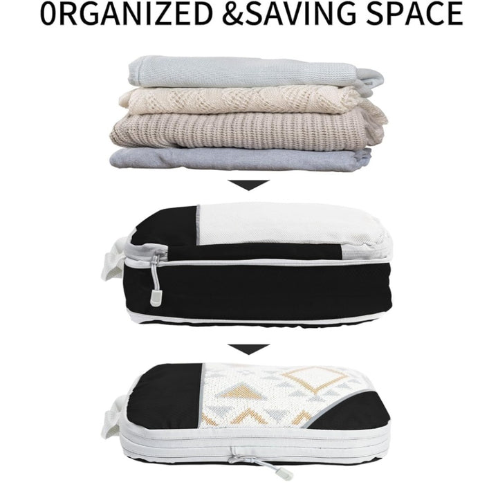 6pcs Compression Packing Cubes Travel Luggage Organizer Set - Black