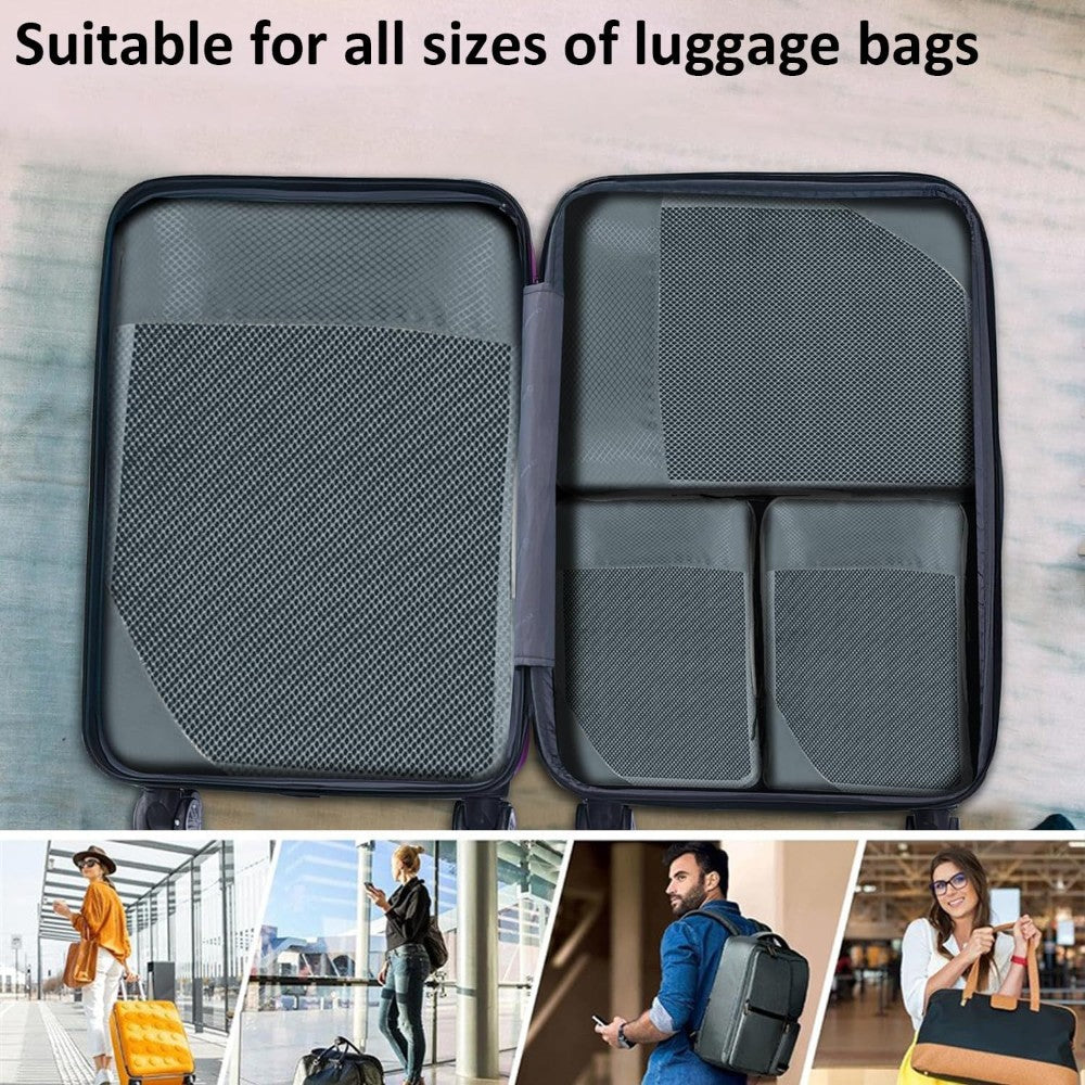 6pcs Compression Packing Cubes Travel Luggage Organizer Set - Grey