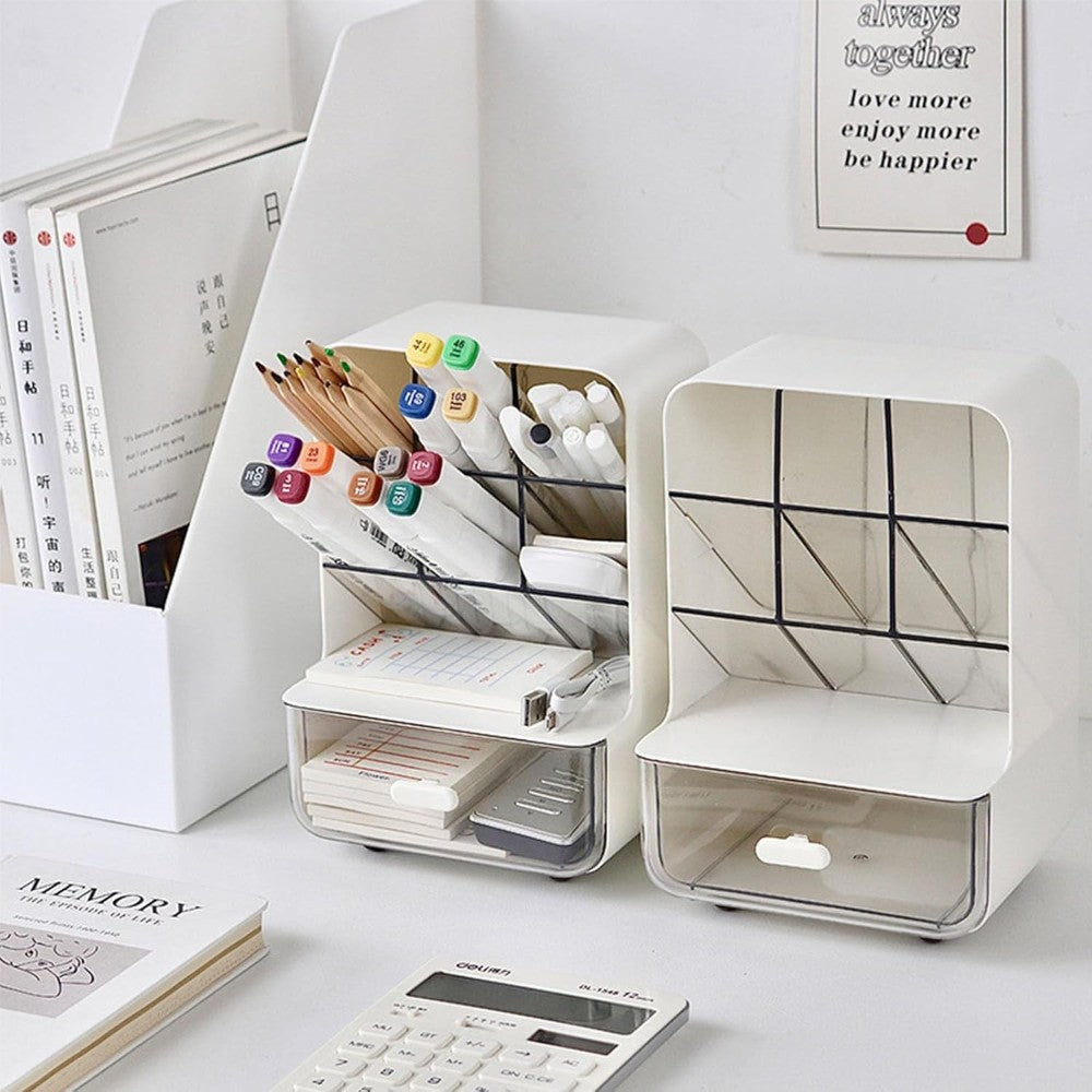 Plastic Desk Organizer with Drawer