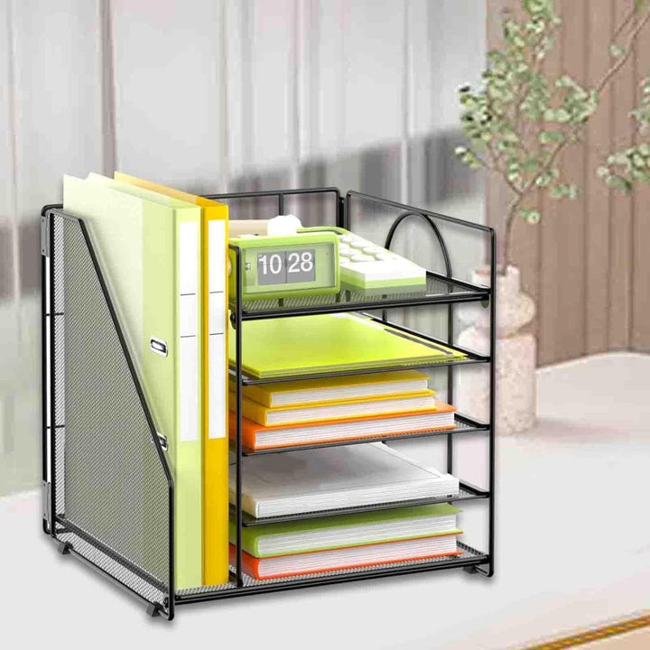 5-Tier Paper Tray Organizer with File Holder