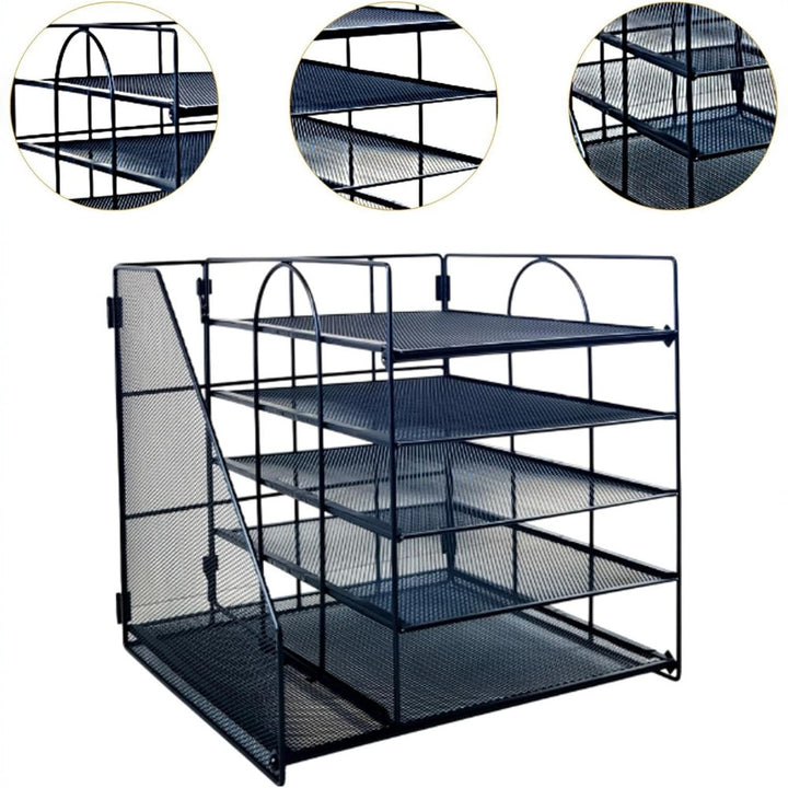 5-Tier Paper Tray Organizer with File Holder