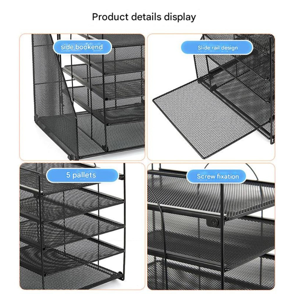 5-Tier Paper Tray Organizer with File Holder