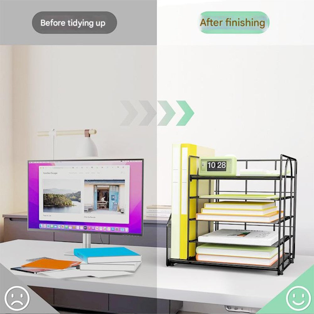 5-Tier Paper Tray Organizer with File Holder