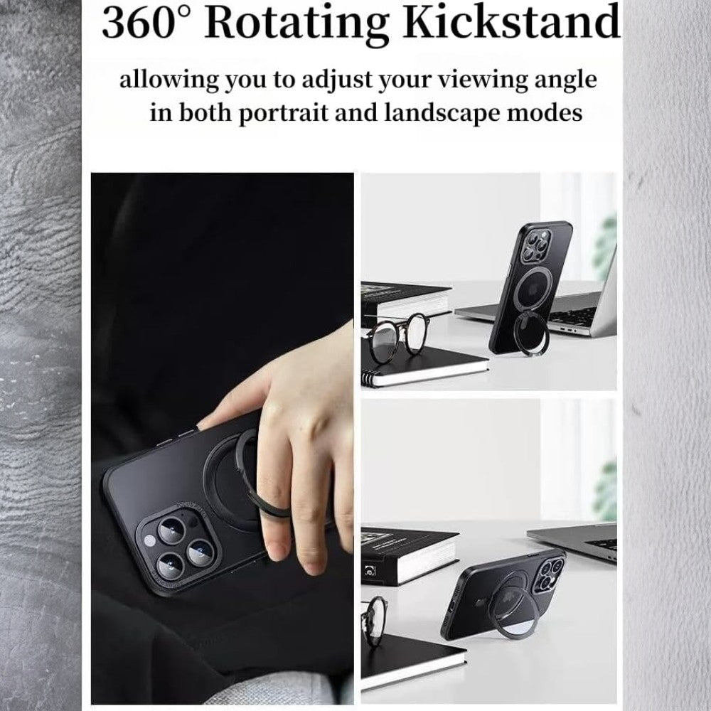 iPhone 16 Pro Max Case with 360° Rotatable Magnetic Ring Stand