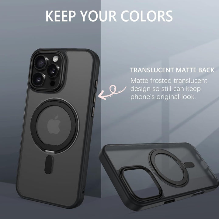 iPhone 16 Pro Max Case with 360° Rotatable Magnetic Ring Stand