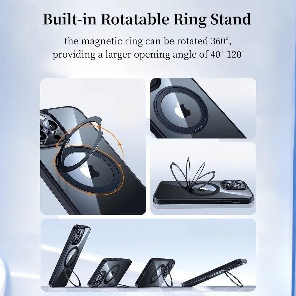 iPhone 16 Pro Max Case with 360° Rotatable Magnetic Ring Stand