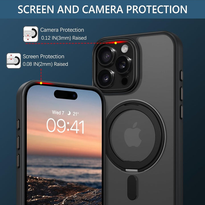 iPhone 16 Pro Max Case with 360° Rotatable Magnetic Ring Stand