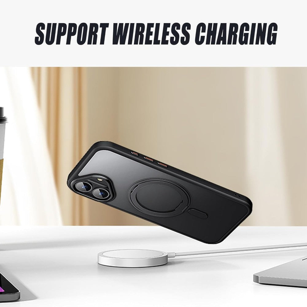 iPhone 16 Case with 360° Rotatable Magnetic Ring Stand
