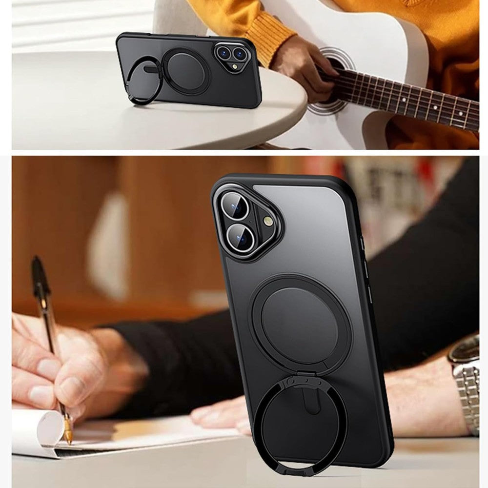 iPhone 16 Case with 360° Rotatable Magnetic Ring Stand
