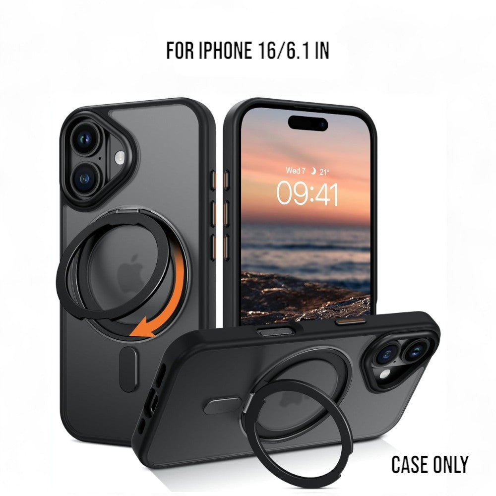 iPhone 16 Case with 360° Rotatable Magnetic Ring Stand