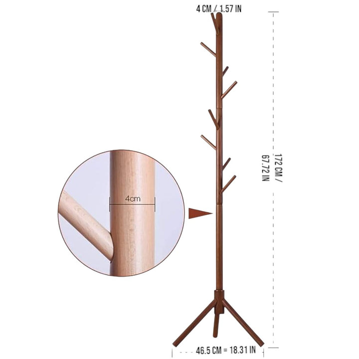 Wooden Coat Tree with 8 Hooks -Walnut