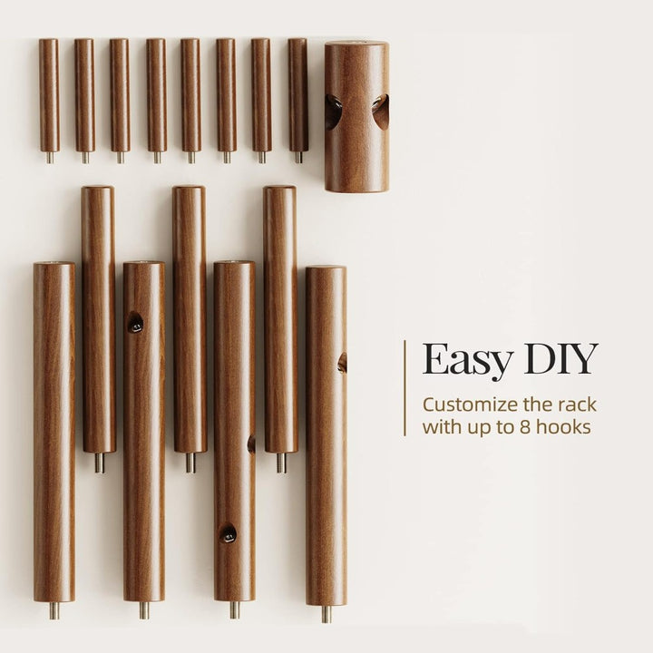 Wooden Coat Tree with 8 Hooks -Walnut
