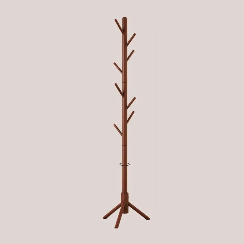 Wooden Coat Tree with 8 Hooks -Walnut