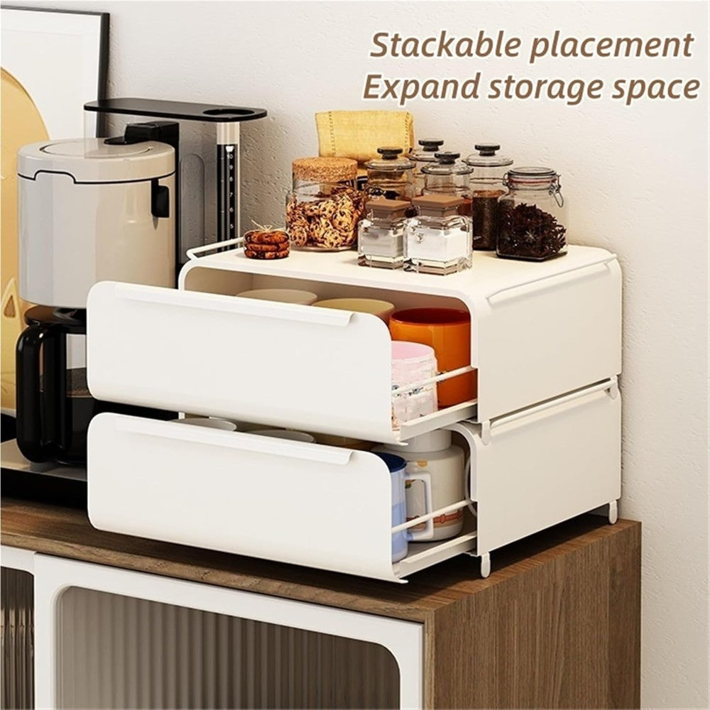 Coffee Machine Organizer with Pull-Out Drawer Countertop Storage Organizer