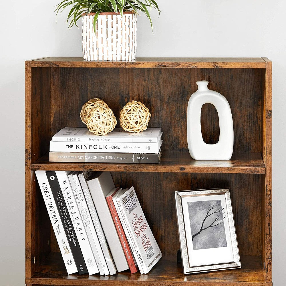 Rustic 4-Tier Bookshelf Storage Shelf