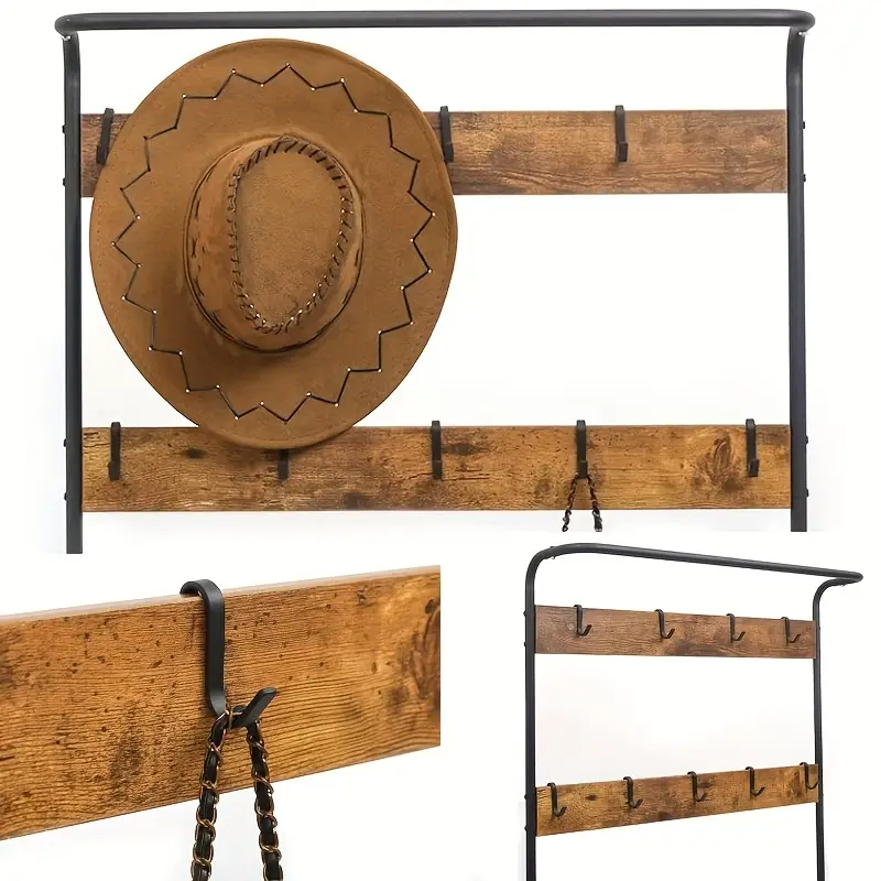 4-in-1 Hall Tree Coat Rack with Shoe Bench and Storage Shelves