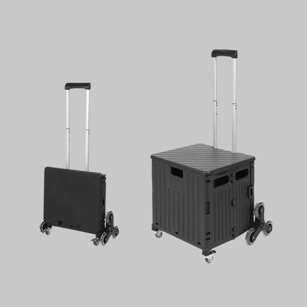 Foldable Utility Cart with Stair Climbing Wheels - Black