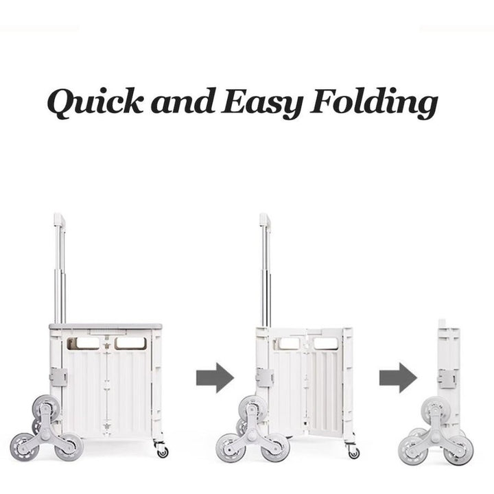 Foldable Utility Cart with Stair Climbing Wheels - White