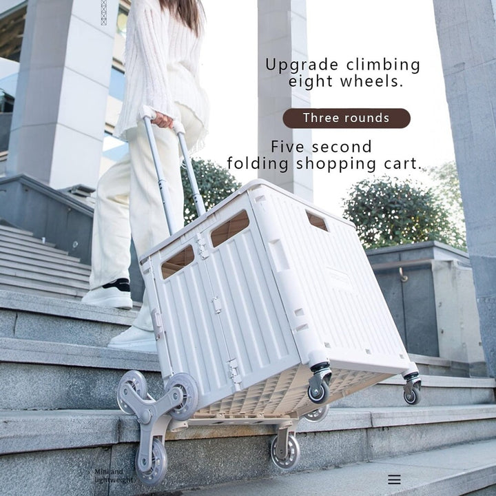 Foldable Utility Cart with Stair Climbing Wheels - White